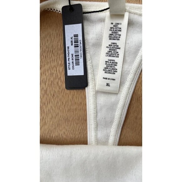 Skims Thong XL Logo Pointelle Thong Bone STYLE PN-THG-0192 - Picture 6 of 10